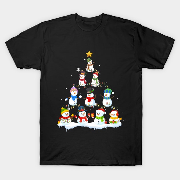 Funny Snowman Christmas Tree T-Shirt Ornament Deco T-Shirt by TeeLovely